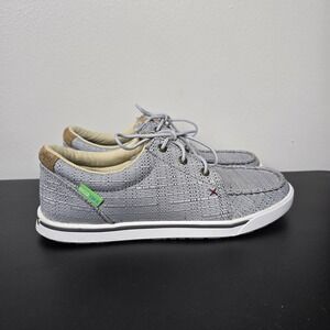 Twisted X Shoes Mens Size 10 Gray Hooey Loper Moccasin Cowboy Western Boat